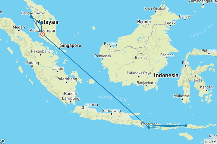 Carte du circuit Bali Tent Pool Villa, Komodo & Malaysia Adventure