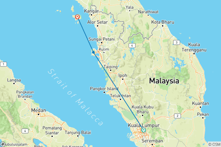 Map of 14-Day Malaysia Escape: Discover the Best of Kuala Lumpur, Penang, and Langkawi
