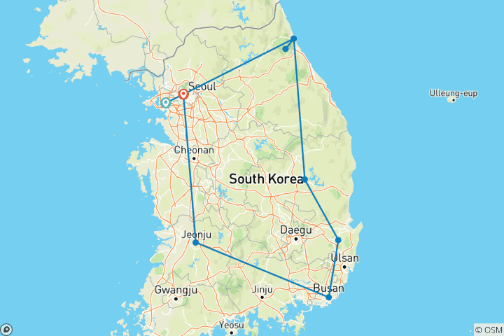Karte von Auf Wanderwegen durch das historische Südkorea