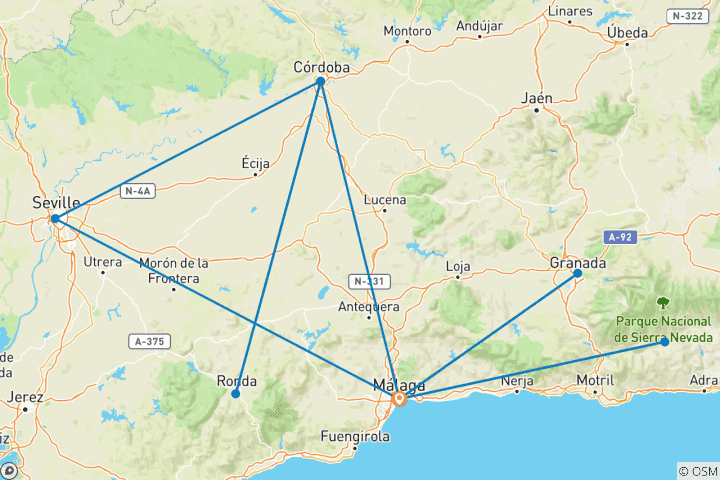 Kaart van Zwerflust en stadsflair - ervaar Andalusië
