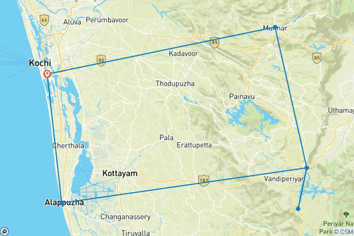 Carte du circuit Explorez le Kerala avec la thérapie ayurvédique de beauté et de soins de la peau