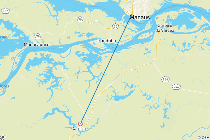Map of Manaus and Amazonas Eco Adventure (6 Days)