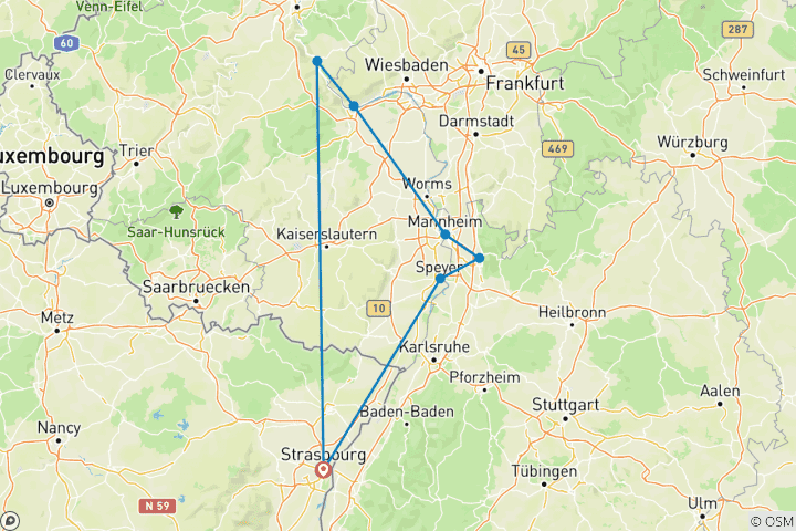 Kaart van Nieuwjaar op de Rijn: De romantische Rijn en zijn kastelen (haven-tot-haven cruise) - LEONARDO DA VINCI