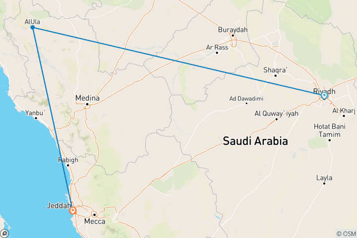 Karte von Saudi-Arabien Bucketlist: Desert Secrets, Souks & Skylines