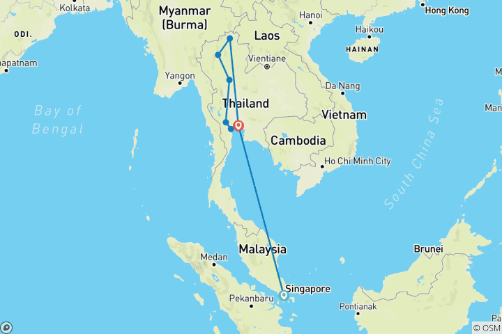 Carte du circuit L'enchantement de la Thaïlande avec Singapour