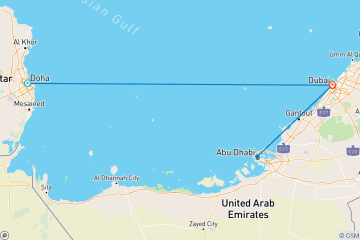 Karte von Erlebnisreise Katar – Dubai – Abu Dhabi