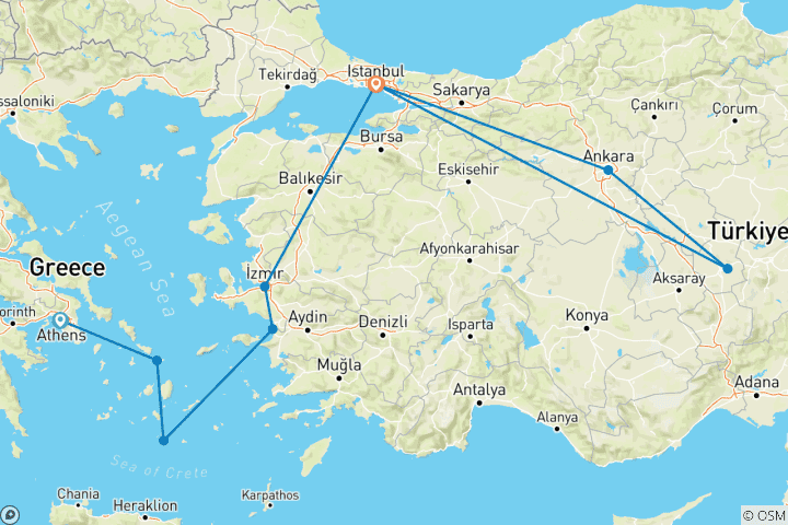 Carte du circuit Îles grecques et Turquie Express - 11 jours
