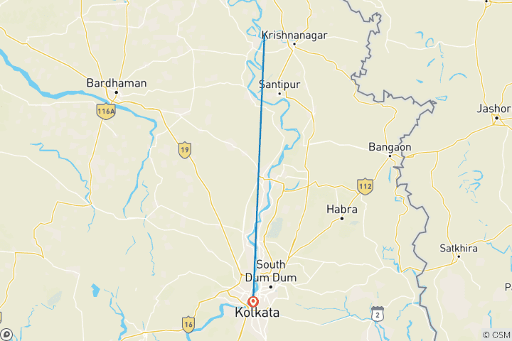 Carte du circuit Harmonie du patrimoine : Kolkata la coloniale, Bishnupur l'artistique et Mayapur la spirituelle