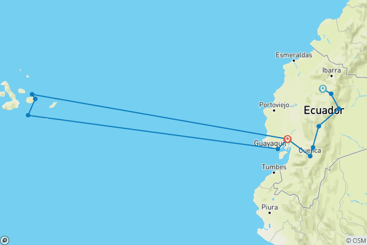 Map of Galápagos - 14 days adventure trip