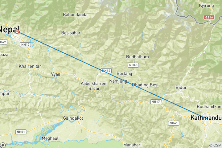 Karte von Nord Annapurna Base Camp Trek (Maurice Herzog Trail)