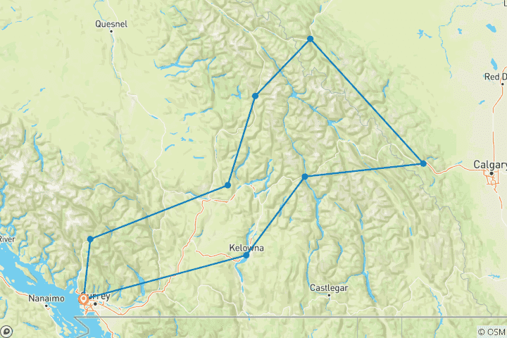 Carte du circuit Les pics et le Pacifique de l'Ouest canadien : Un voyage inoubliable