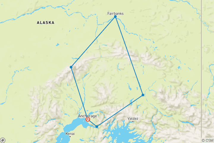 Map of Hunting the Northern Lights – Alaska, USA
