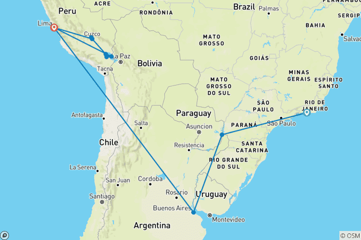 Map of South America Discovery (Puno And Lake Titicaca, Intra Trip Surcharges South America Discovery)