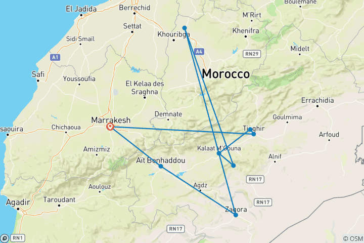 Carte du circuit Caravane de vélos de gravier au Maroc