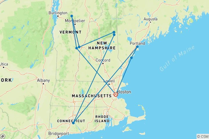 Map of Colors of New England  (Boston, MA to Portland, ME) (2026)