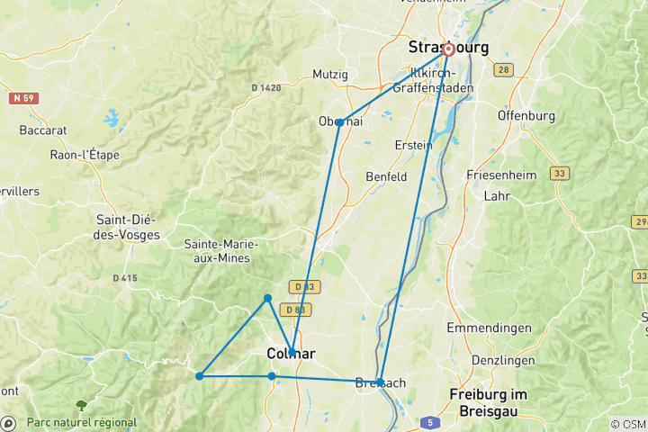 Map of Autumn Splendor on the Rhine: Cruise & Hikes through the Rhineland (port-to-port cruise)