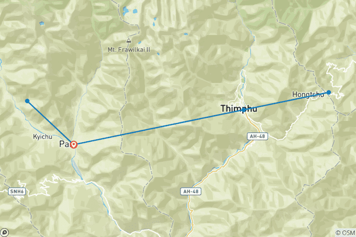 Karte von Bhutan Express (4 Sterne) - 4 Tage
