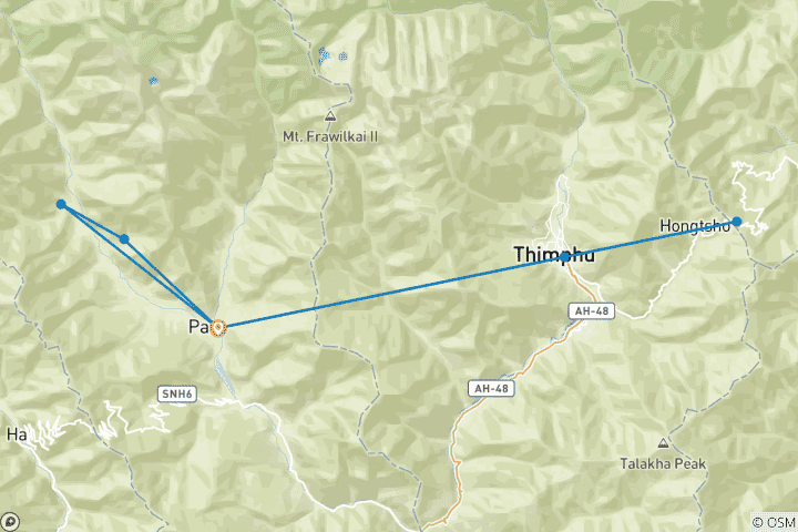 Map of Bhutan Express - 4 days