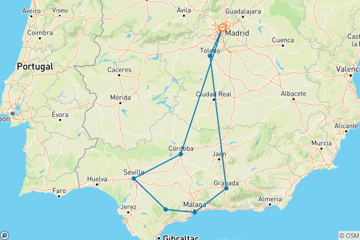 Carte du circuit Madrid - Costa del Sol Express - 5 jours