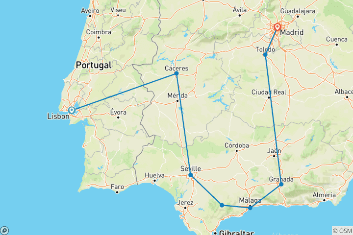 Carte du circuit Séville, Costa del Sol et Grenade - 5 jours