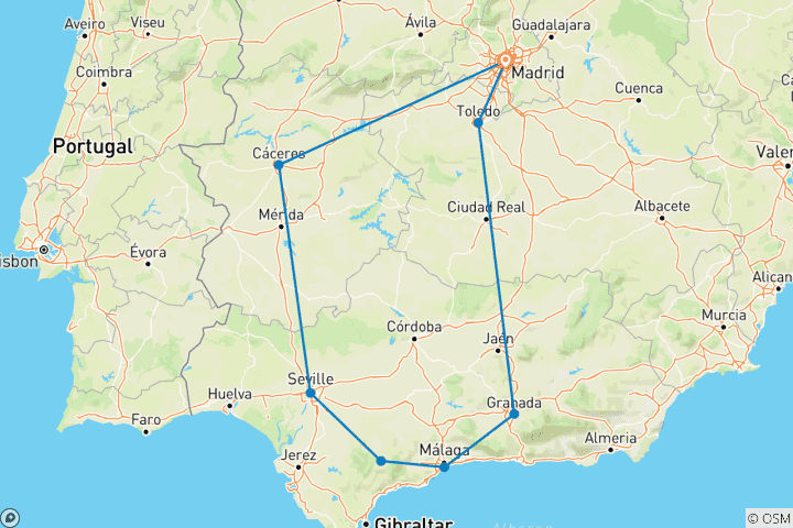 Map of Andalucia Getaway - 5 days