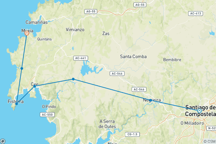 Carte du circuit Camino de Santiago à Muxia - 8 jours
