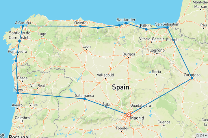 Carte du circuit Exploration du nord de l'Espagne - 8 jours