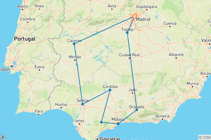 Map of Andalucia Uncovered - 6 days