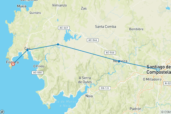 Carte du circuit Camino de Santiago Express - 6 jours