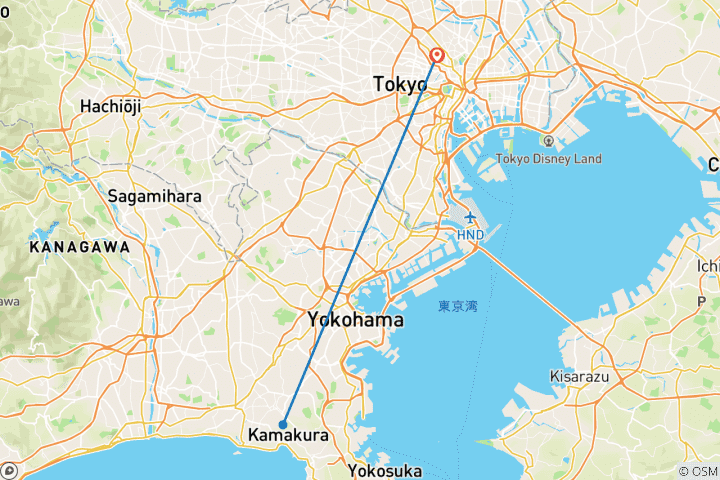 Karte von 2-tägiger Ausflug in den Vorort von Tokio: Kamakura & Enoshima: Zen, Geschichte und Ausblicke auf die Küste