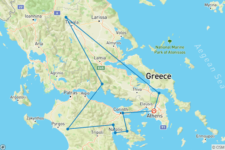Carte du circuit Hiver en Grèce - Tour classique avec les Météores