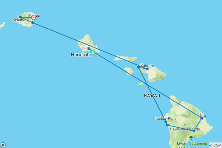 Carte du circuit Hawaiian Discovery (Intra Tour Air Hawaii 3 vols)