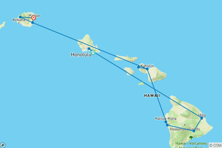 Carte du circuit Hawaii Four Island Adventure (Intra Trip Air Hawaii 3 Flights, Premium Cruise)