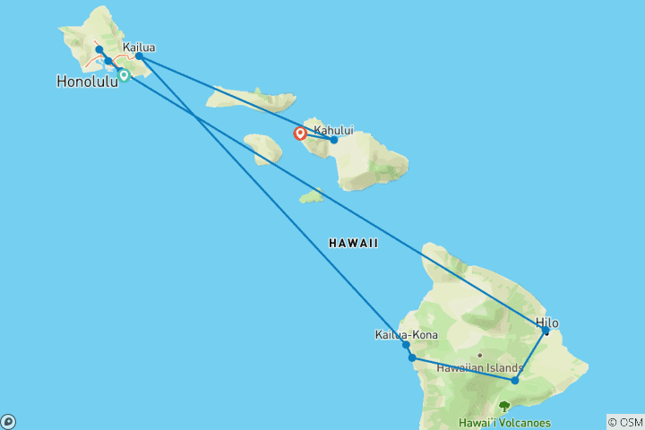 Carte du circuit Best of Hawaii (Intra Trip Air Hawaii 2 Flights, Premium Cruise)