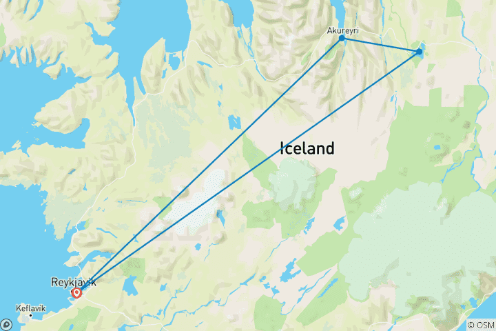 Carte du circuit Circuit guidé de 8 jours en Islande