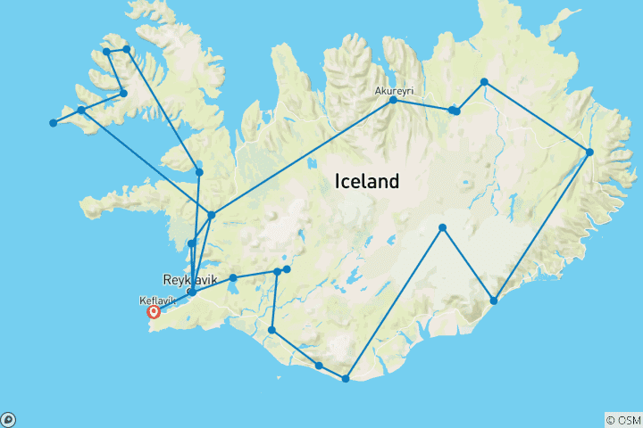 Carte du circuit Combo de 17 jours : Le Cercle d'Islande et les Westfjords d'Islande