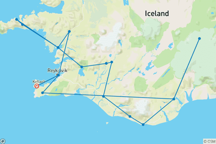 Map of 8 Day Northern Lights Exploration