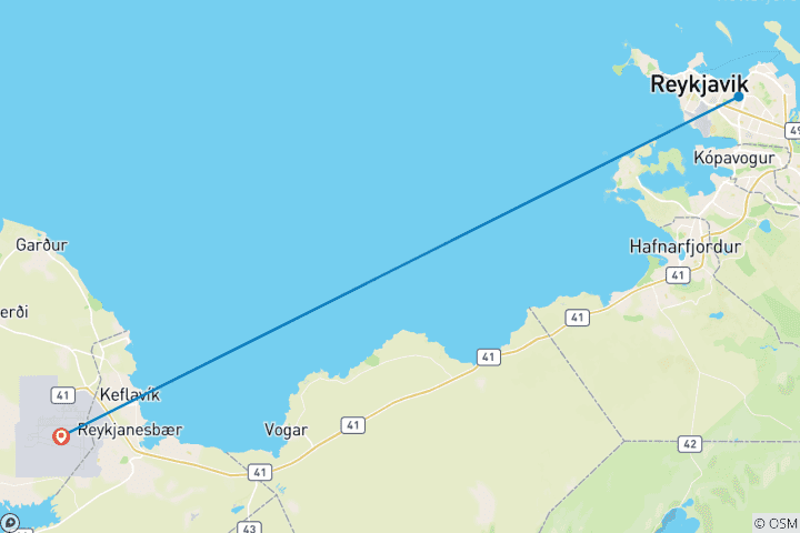 Carte du circuit 8 jours : Séjour éclipse solaire en Islande du Sud et à Reykjavík