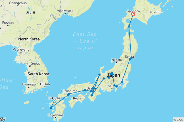Mapa de Japón en tren