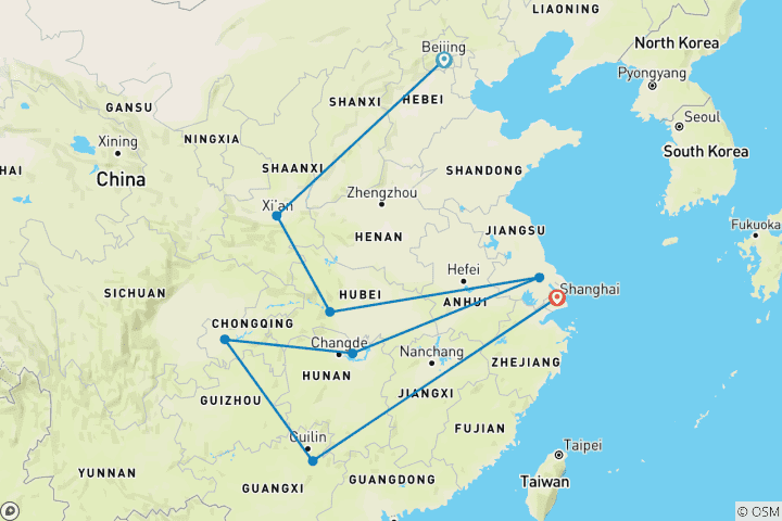 Carte du circuit Les merveilles de la Chine