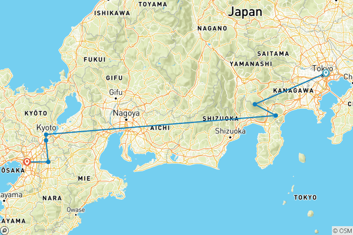 Carte du circuit Une semaine au Japon