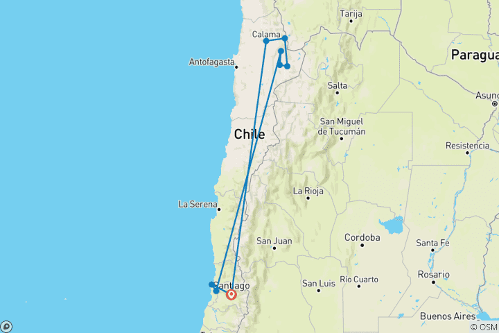Carte du circuit Chili : De la tête aux pieds