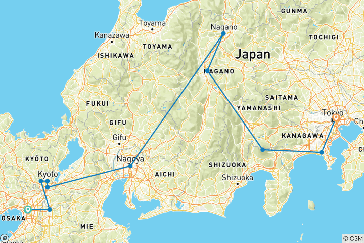 Carte du circuit Découvrez le Japon