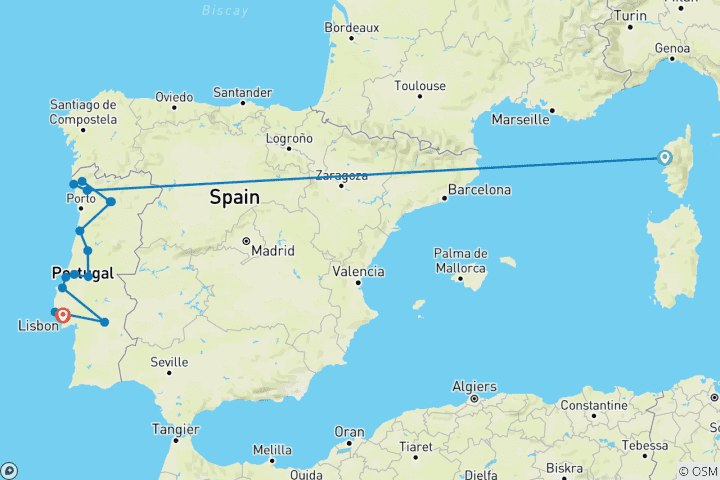 Carte du circuit Le Portugal à découvert