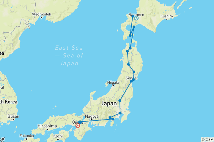 Map of Journey through Japan