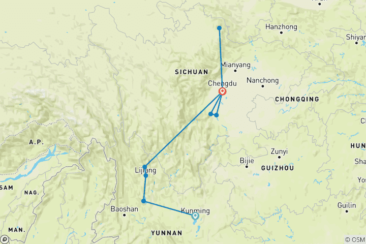 Map of Secrets of Southwest China (Yunnan & Sichuan)