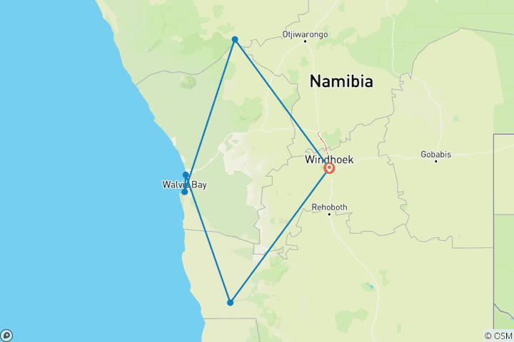 Map of Namibia Adventure