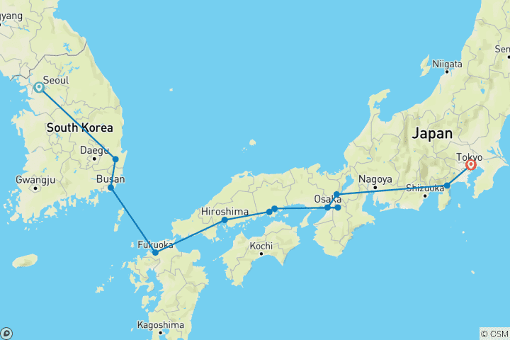 Carte du circuit Essence de la Corée du Sud et du Japon