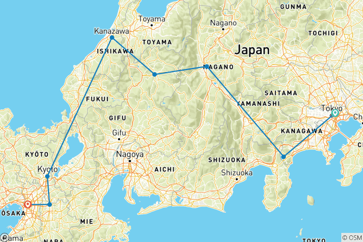 Carte du circuit Noël au Japon