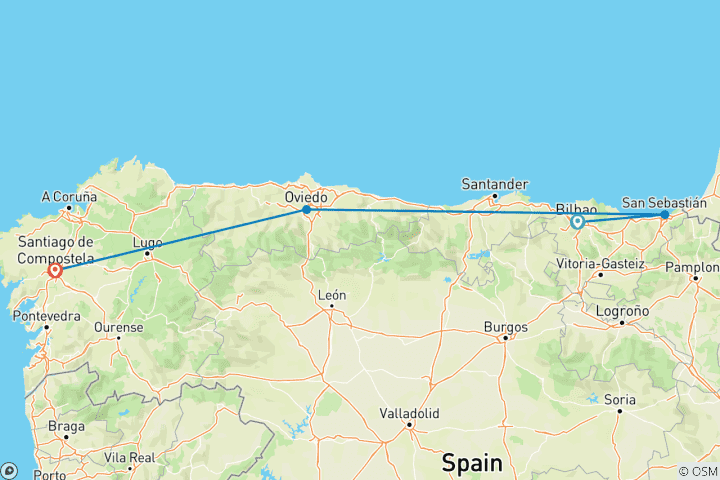 Carte du circuit Merveilles du nord de l'Espagne